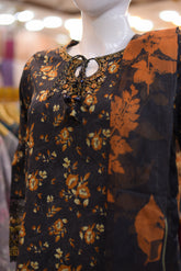 3-PC Stitcehd Print & Embroidered Sadabahar With Plazo Trouser | P-11